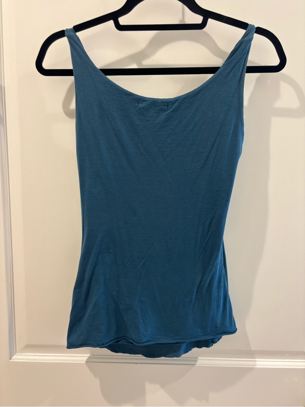 Velvet Teal Draped Cowl Neck Tank Top - Picture 5 of 5